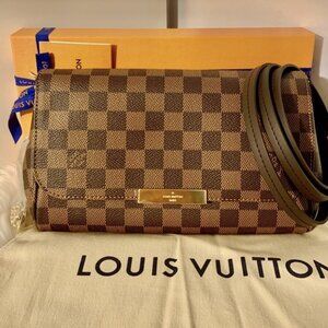 Authentic NEW LOUIS VUITTON Favorite MM Shoulder Bag N41129 Damier ebene